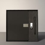 Luxury B5 Leather Notebook Gift Set with Pen & Flash Drive – Elegant Black 1