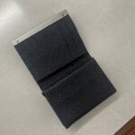 Elegant Textured Black Card Holder with Polished Silver Accent – Slim, Durable & Stylish Organizer 3