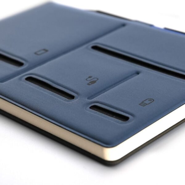 A5 Multi-Pocket Navy Blue Notebook – Durable, Eco-Friendly & Professional Design
