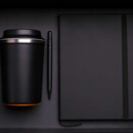 Luxury Gift Set with Black Thermal Mug, Black Notebook & Black Pen – Elegant Corporate Gift. 2