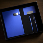 Premium Blue Business Gift Set with Notebook, Card Holder & 2 Elegant Pens 3