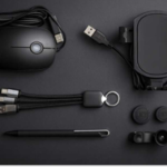 6-in-1 Tech Gift Set – Wired Mouse, Phone Holder, Multi Charging Cable, Stylus Pen & Camera Lens – Black 1