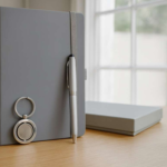 Premium 3-in-1 Business Gift Set with Grey Notebook, Pen & Keychain 2