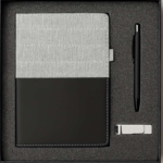 Luxury Black Leather Gift Set – Notebook + Metal Pen + USB Flash Drive 2