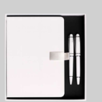 Premium Business Gift Set with White Notebook & 2 Elegant Pens 2