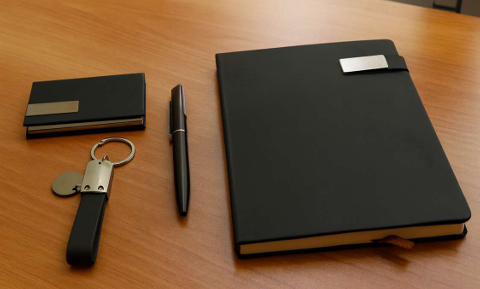 Premium Black Business Gift Set with Notebook, Pen, Keychain & Card Holder – Elegant Corporate Gift