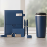 Luxury 6-in-1 Business Gift Set – Thermal Mug, 2 Pens, Notebook, Flash Drive, Card Holder & Keychain – Dark Blue Premium Gift Box 3