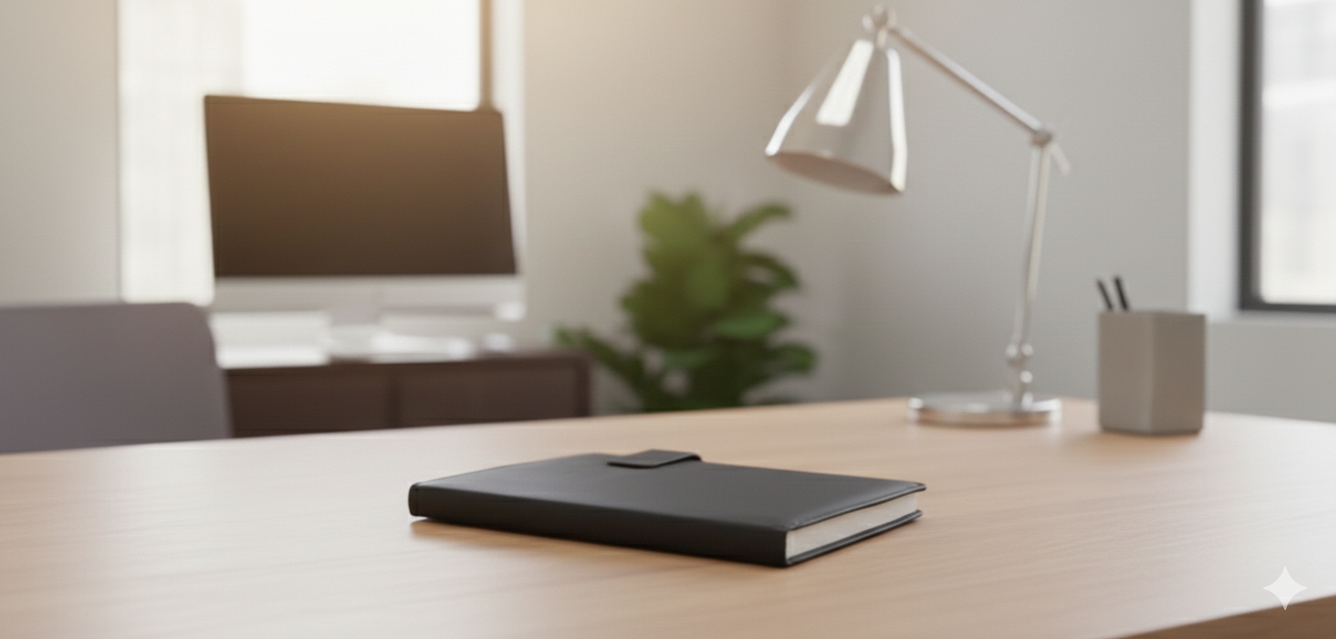 Premium Black Leather A5 Notebook – Magnetic Closure Journal for Work, Study & Daily Planning