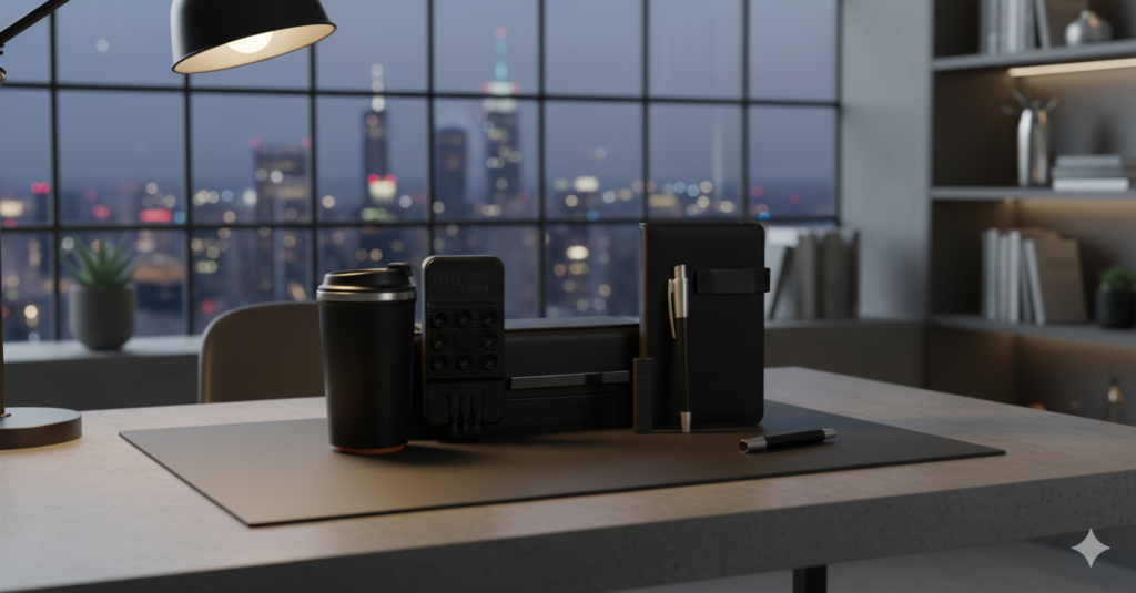 Standard VIP Gift Set – Thermal Mug, Smart Pen, Notebook & Power Bank – Elegant Corporate Gift Box