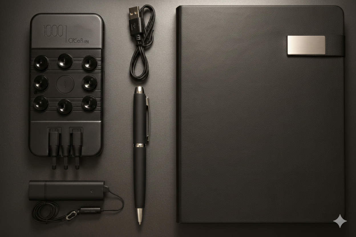 Business Standard Gift Set – Power Bank, USB Flash Drive, Smart Pen & A5 Notebook – Premium Corporate Box |Code: CON-Set-509