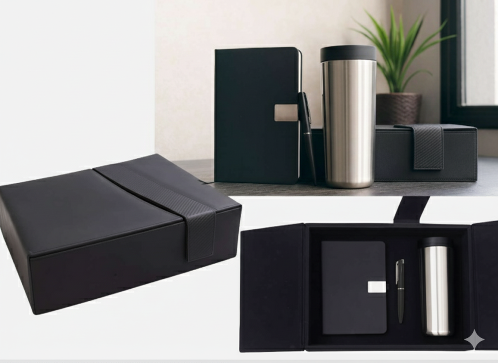 VIP Business Gift Set – Thermal Mug, Premium Notebook & Metal Pen – Luxury Corporate Gift Box