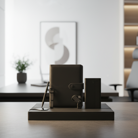 VIPRound Gift Set  – Power Bank, USB Flash Drive, Metal Keychain,  Pen & Notebook – Premium Executive Box