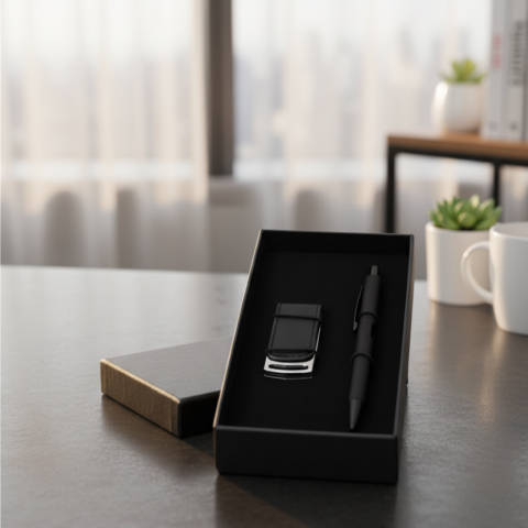 Elegant Black Pen & USB Flash Drive Gift Set – Premium Office Essentials