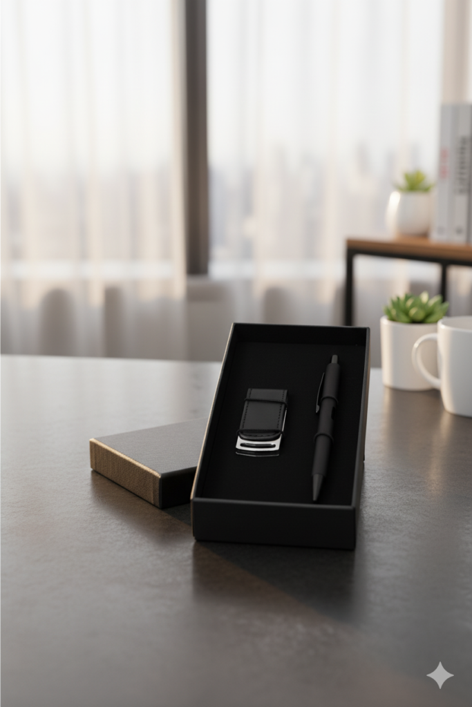 Elegant Black Pen & USB Flash Drive Gift Set – Premium Office Essentials