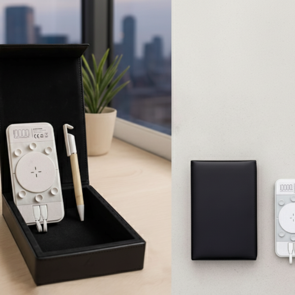 Eco-Friendly Gift Set with Power Bank & Pen – Wheat Straw Design