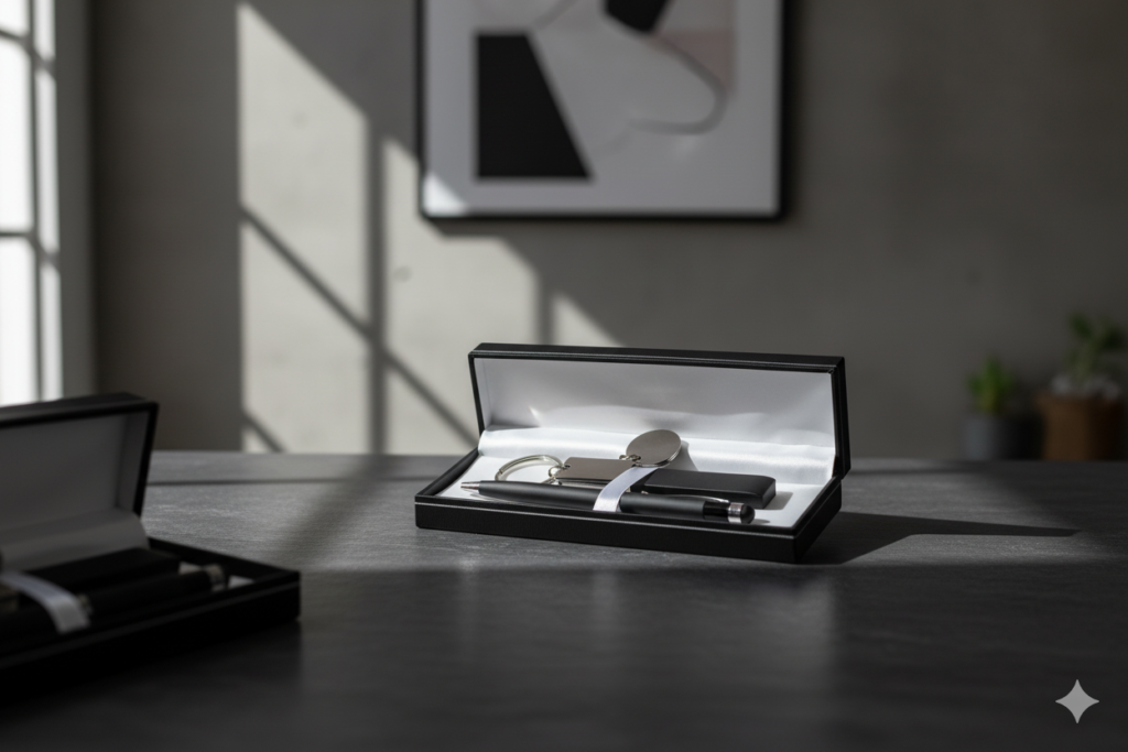 Luxury Black Gift Set –  Pen & Keychain in Elegant Box – Perfect Corporate & Personal Gift