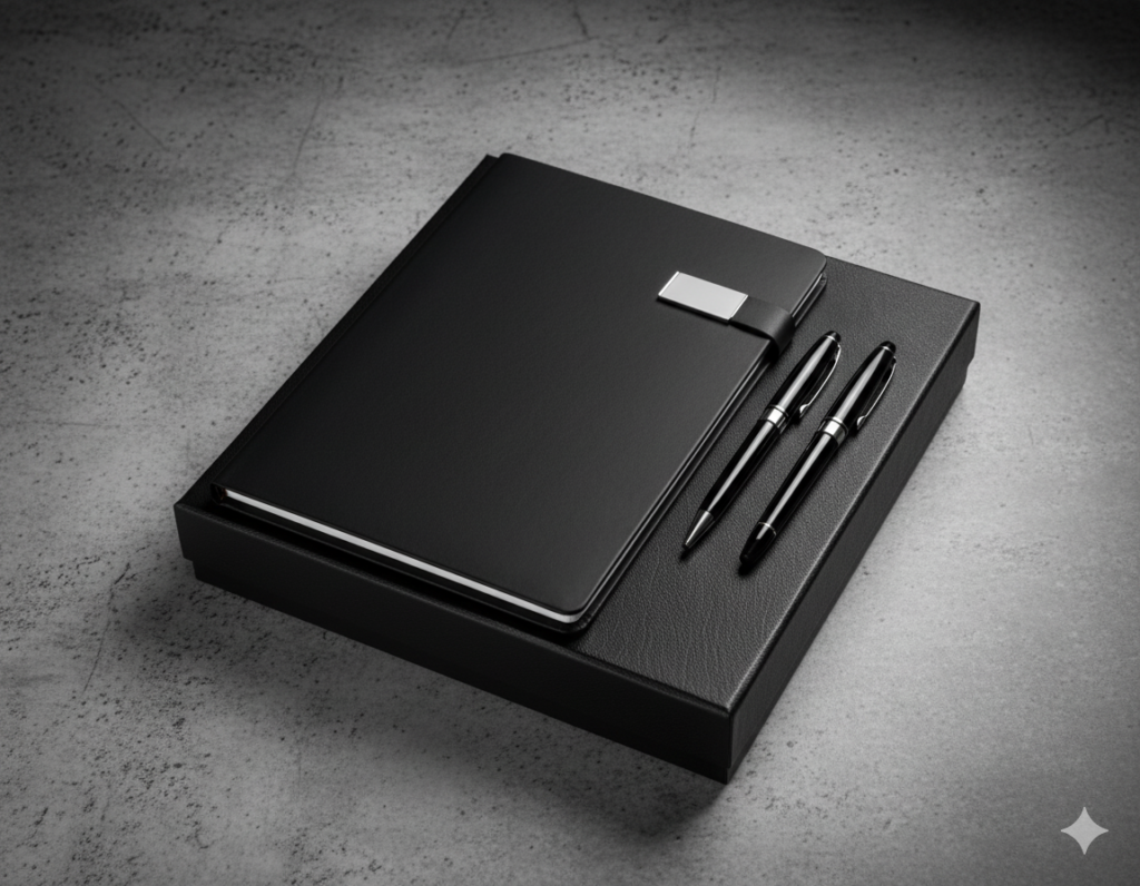 Premium 3-Piece Business Gift Set –  Notebook with 2 Metal Pens – Elegant Office Gift