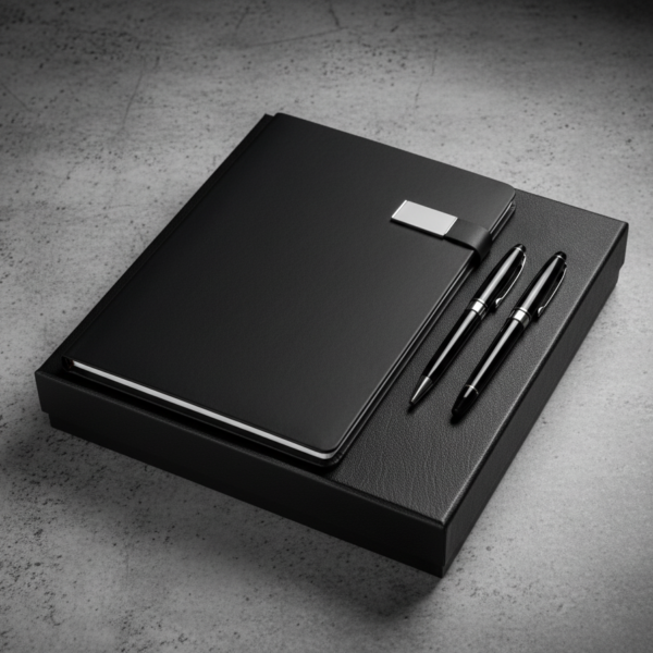 Premium 3-Piece Business Gift Set –  Notebook with 2 Metal Pens – Elegant Office Gift