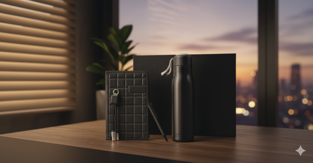 Executive Business Gift Set – Notebook, 3-in-1 Charging Cable, Metal Pen & Thermal Bottle – Premium Large Box