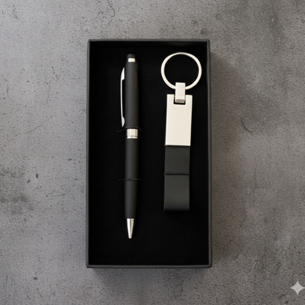 Elegant 2-in-1 Business Gift Set – Metal Pen & Keychain – Premium Corporate Gift