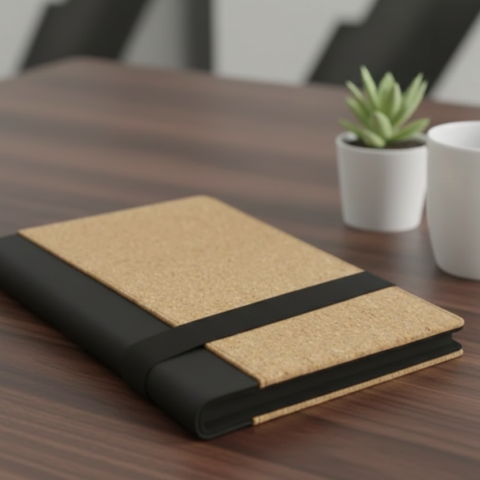 Cork & PU Leather A5 Notebook – Eco-Friendly Design with Elastic Closure