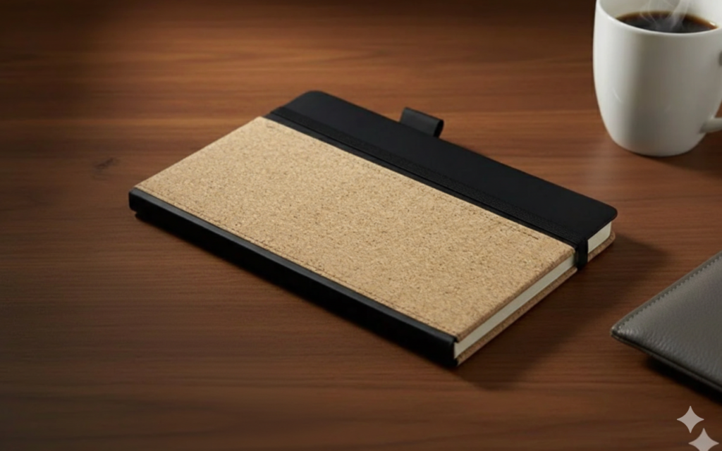 Eco-Friendly Cork & PU Leather A5 Notebook – Sustainable Journal with Elastic Closure & Pen Loop