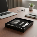 Premium 4-in-1 Business Gift Set – USB Flash Drive, Metal Pen, Card Holder & Keychain – Elegant Office Gift 3