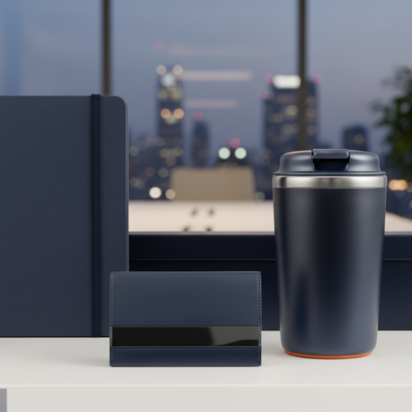 Premium Executive Gift Set with Mug, Card Holder, Flash Drive, Pen & Notebook – Elegant Office Collection