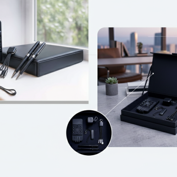 Premium 5-in-1 Business Gift Set — Power Bank, 2 Pens, USB Flash Drive, Earphones & 3-in-1 Charging Cable