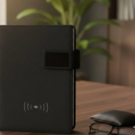 Smart A5 Notebook Organizer with 4000mAh Power Bank & 5W Wireless Charging – Light Grey & Black 1