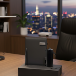 Luxury Black Desk Gift Set – Thermal Mug, Metal Pen & Leather Notebook – Modern Elegant Design 2