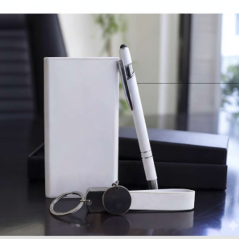 Business Gift Set with Power Bank, Metal Pen & Keychain – Elegant Corporate Collection