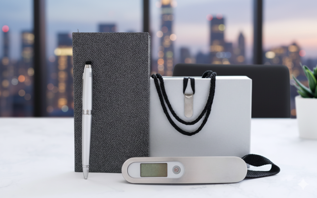 Business Gift Set with Luggage Scale, Notebook & Pen – Smart Travel & Office Kit
