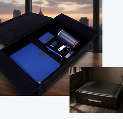 Executive Thermal Gift Set with Notebook, Pen, Flash Drive, Card Holder & Mug
