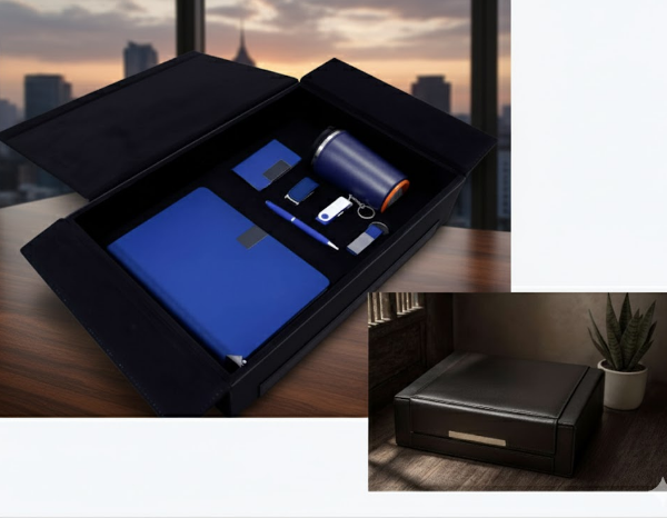 Executive Thermal Gift Set with Notebook, Pen, Flash Drive, Card Holder & Mug