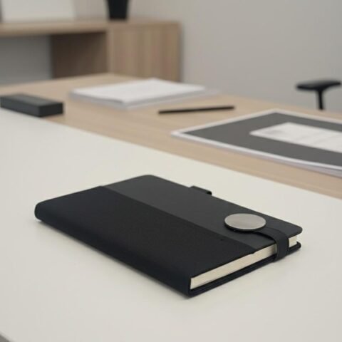 Premium A5 Black Leather Notebook – Elegant, Compact & Professional