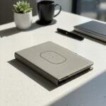 Smart A5 Notebook Organizer with 4000mAh Power Bank & 5W Wireless Charging – Light Grey & Black 4