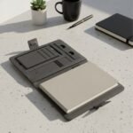 Smart A5 Notebook Organizer with 4000mAh Power Bank & 5W Wireless Charging – Light Grey & Black 3