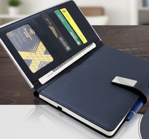 Premium Leather Notebook with Card Slots & Magnetic Clasp — Executive Journal