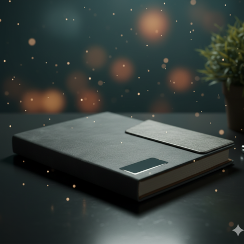 نوت بوك جلد فاخر بلون رمادي أنيق