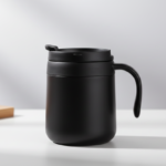 350ml Double-Wall Insulated Stainless Steel 304 Thermal Mug with Anti-Leak Lid and Carry Handle – Black 1