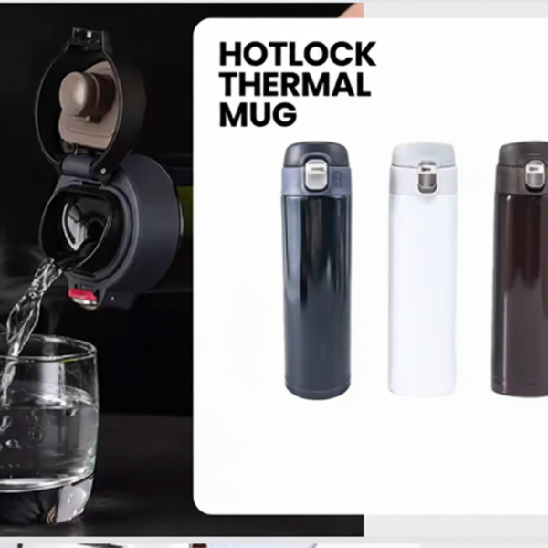 HOTLOCK 500ml Thermal Mug – Stainless Steel Insulated Bottle with Flip Lock Lid