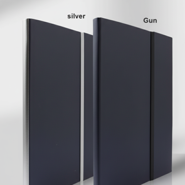 Premium A5 Notebook with Metallic Accent – Elegant Design in Silver and Gun Colors