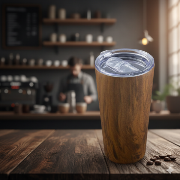 Wood-Finish Thermal Mug – Natural Elegance & Superior Insulation