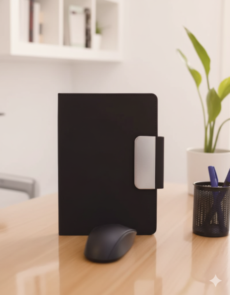 Premium Leather Notebook with Magnetic Metal Clasp — Executive Journal