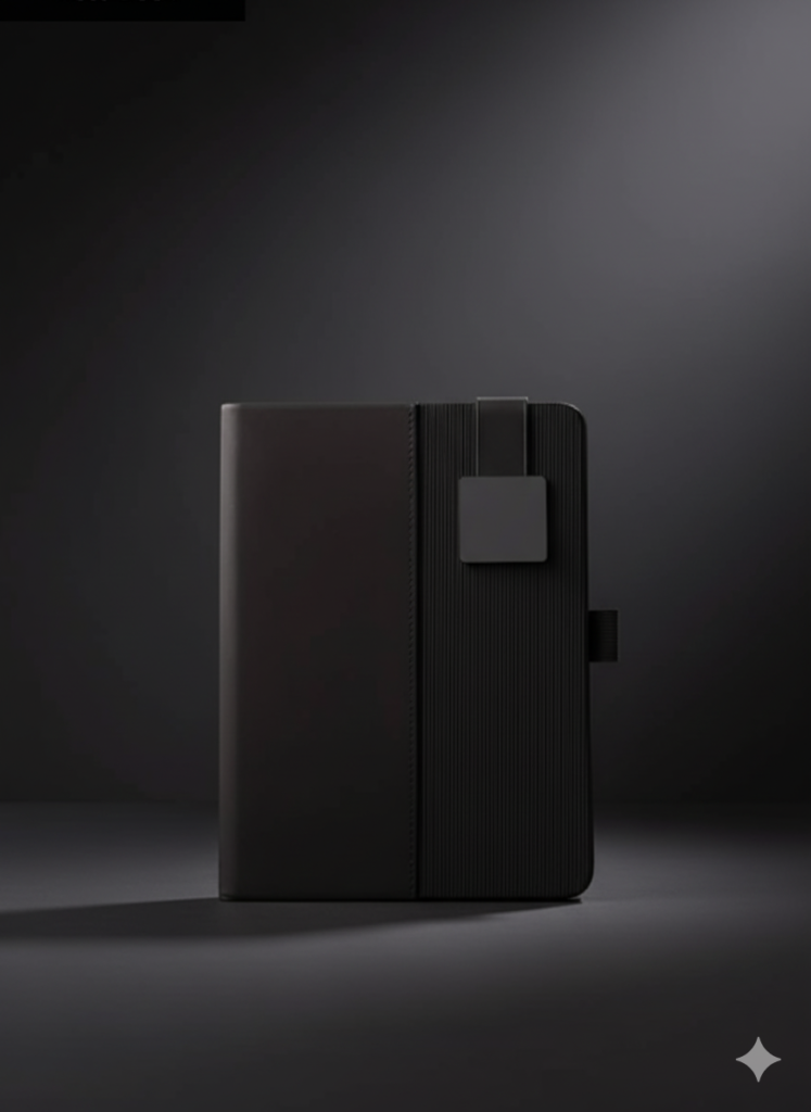 Premium Black Leather Notebook – Elegant Design for Work, Study & Everyday Use