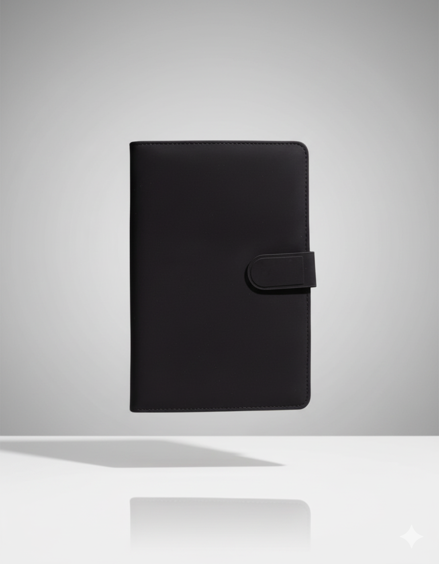 Black Leather Notebook – Elegant Professional Journal | Code : CON-NB-60-7-B