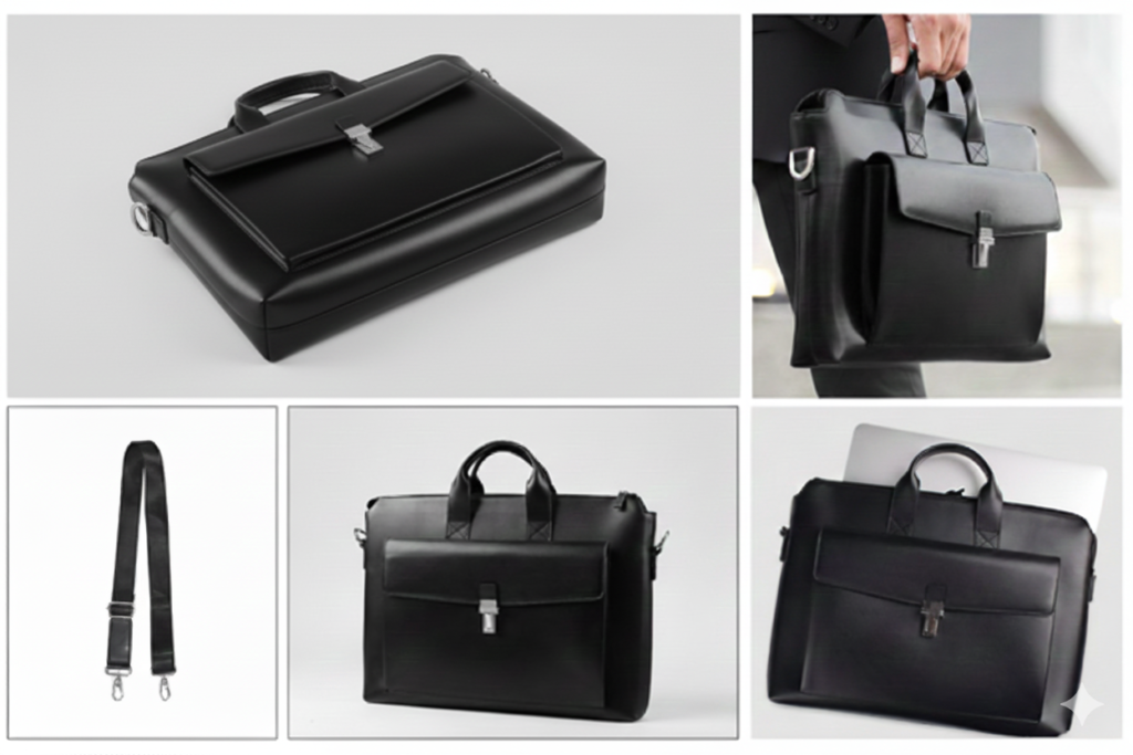 Premium Business Briefcase – Sleek Design with Shiny Metal Accents