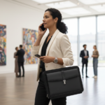 Business Laptop Sleeve – Textured Leather Design with Front Metal-Closure Pocket 3