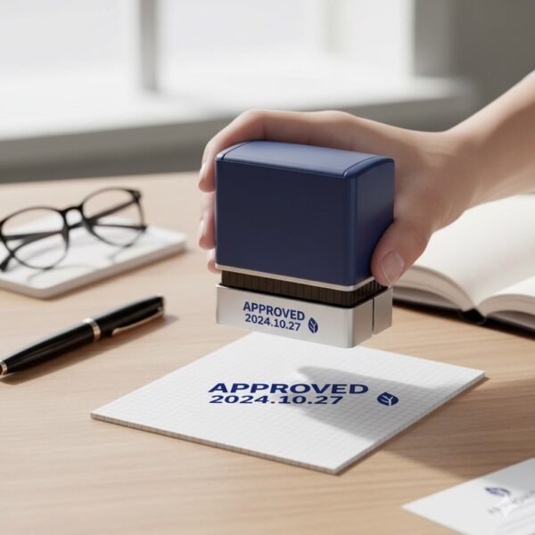 Self-Inking Stamp 18×47 mm – Clear Impression, Durable Office Seal